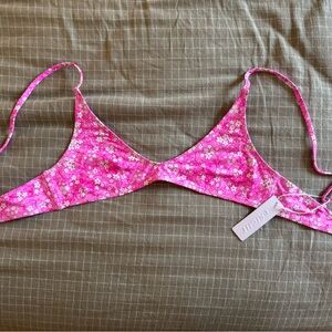 Pink Floral Bikini Top